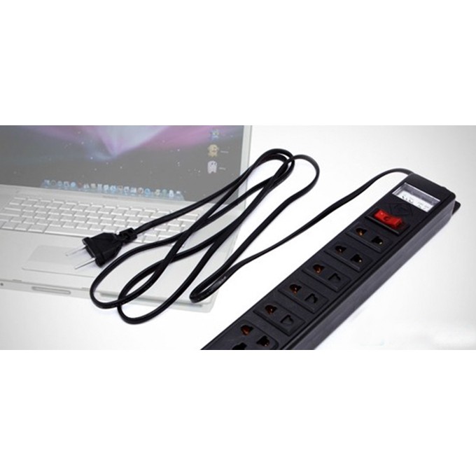 Ổ cắm điện đa năng đen 6 lỗ có công tắc và đồng hồ dây dài 1.5m, ổ điện gia đình văn phòng du lịch chịu tải chống giật - Ảnh 4