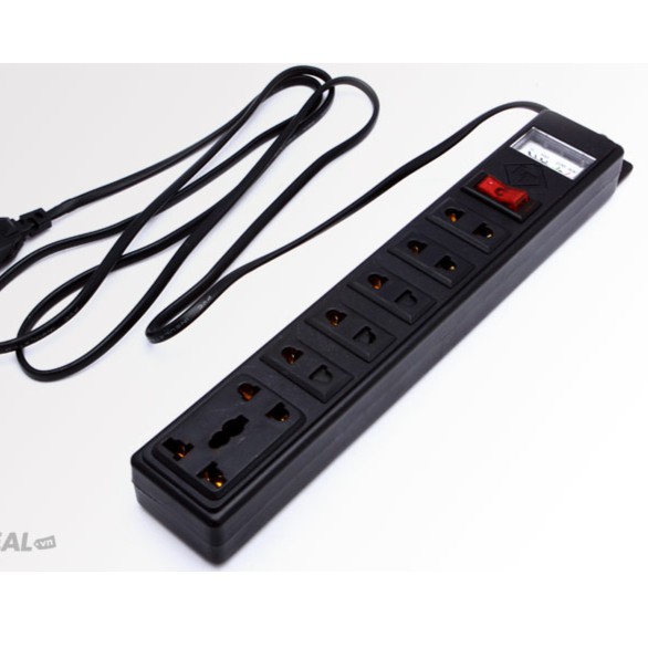 Ổ cắm điện đa năng đen 6 lỗ có công tắc và đồng hồ dây dài 1.5m, ổ điện gia đình văn phòng du lịch chịu tải chống giật - Ảnh 2