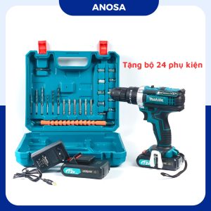 Máy khoan pin cầm tay Makita 72v, máy bắn vít 3 chức năng khoan tường, bắn vít, khoan sắt tặng phụ kiện 24 chi tiết