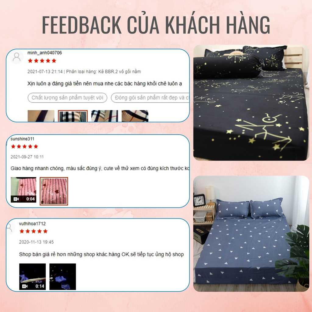 Bộ Ga Giường, bộ ga gối 3 món poly cotton, Drap giường 1m2, 1m4, 1m6, 1m8 sinh viên ở khu nội trú - Ảnh 5